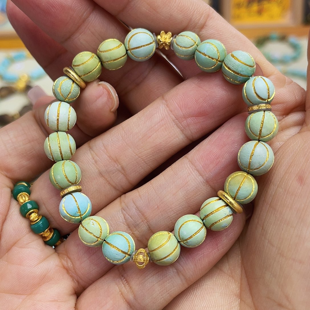 绿松石手链18K金镶嵌