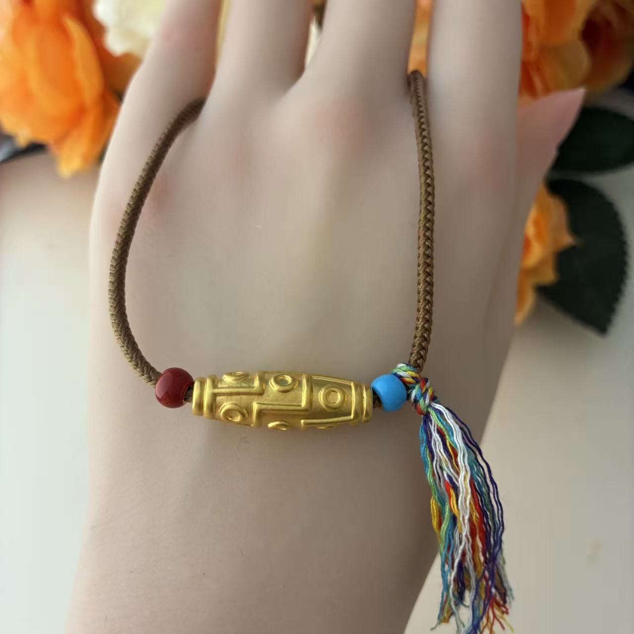 红蓝天珠【足金999  5D精工】