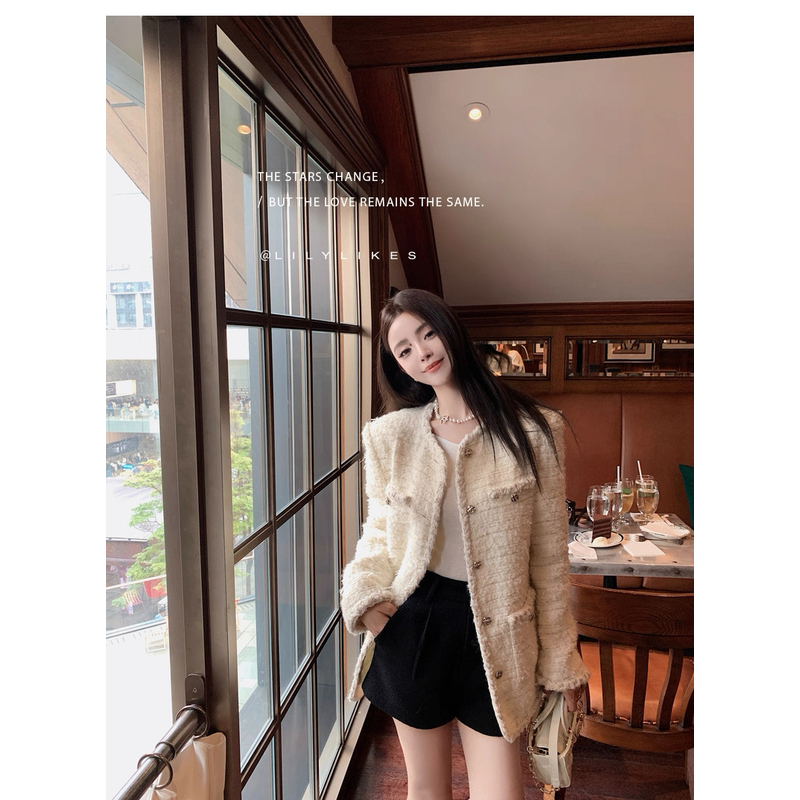 【是你大大钱】LilylikeCOCO"羊毛粗花呢手工编织厚小香棉服外套