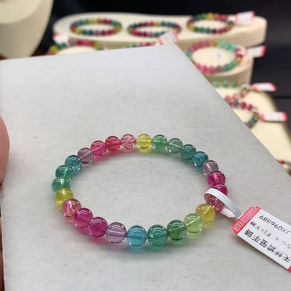 【闪购商品】未镶嵌手链碧玺荧光色标单圈6.8