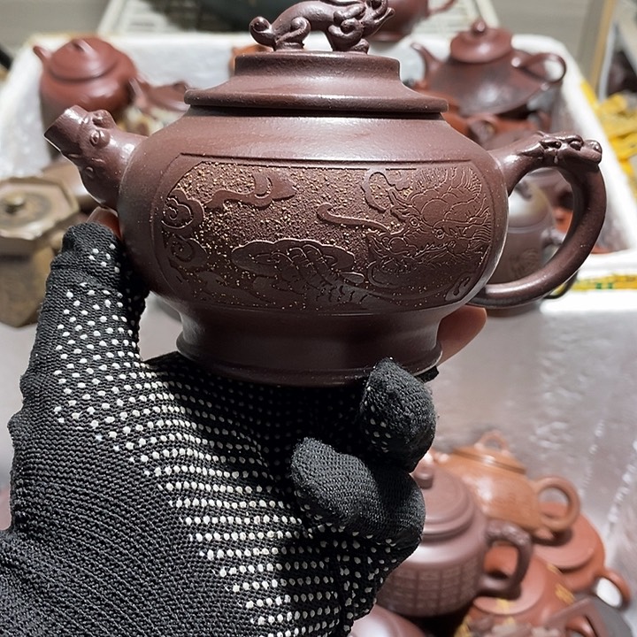 紫砂茶壶微瑕微笑嘴跳砂