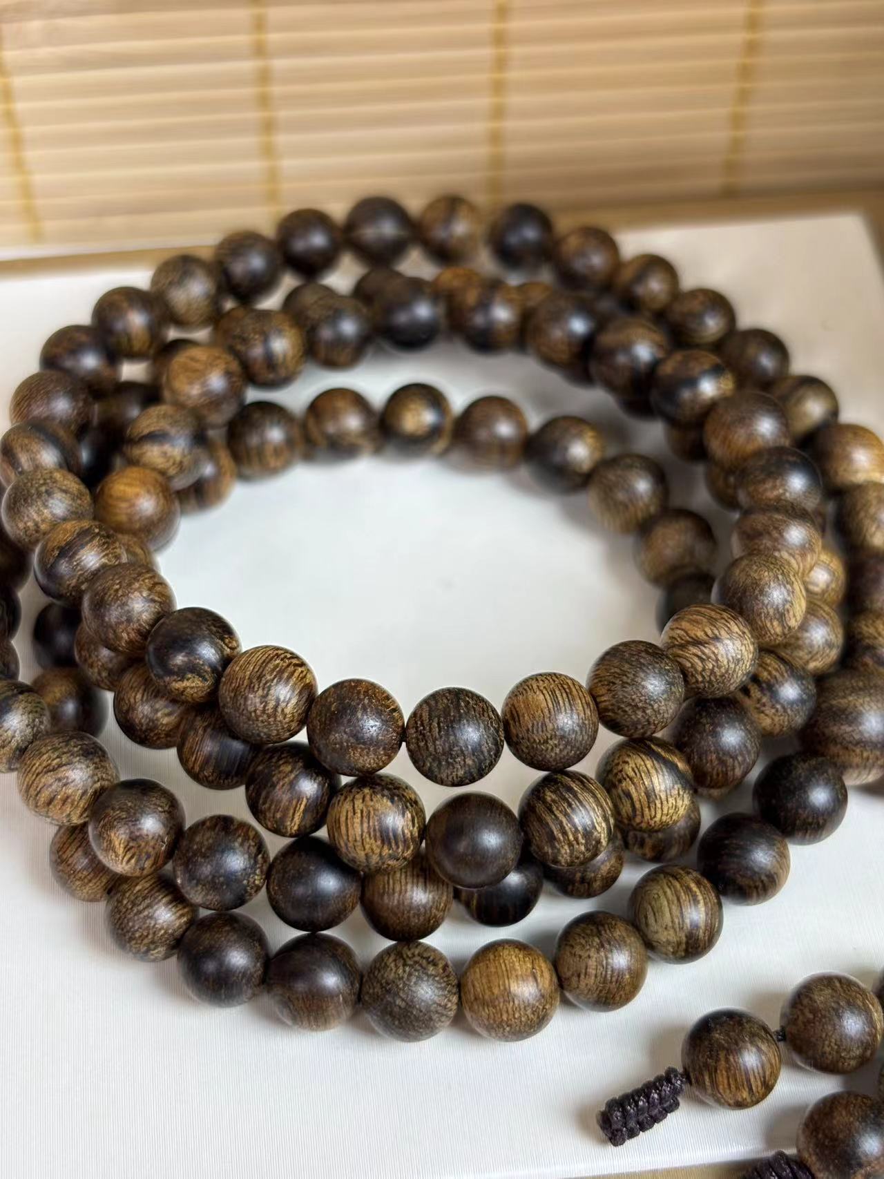 沉香芽庄老白棋沉香玉化古董瘤疤老料0.6×108圆珠手串