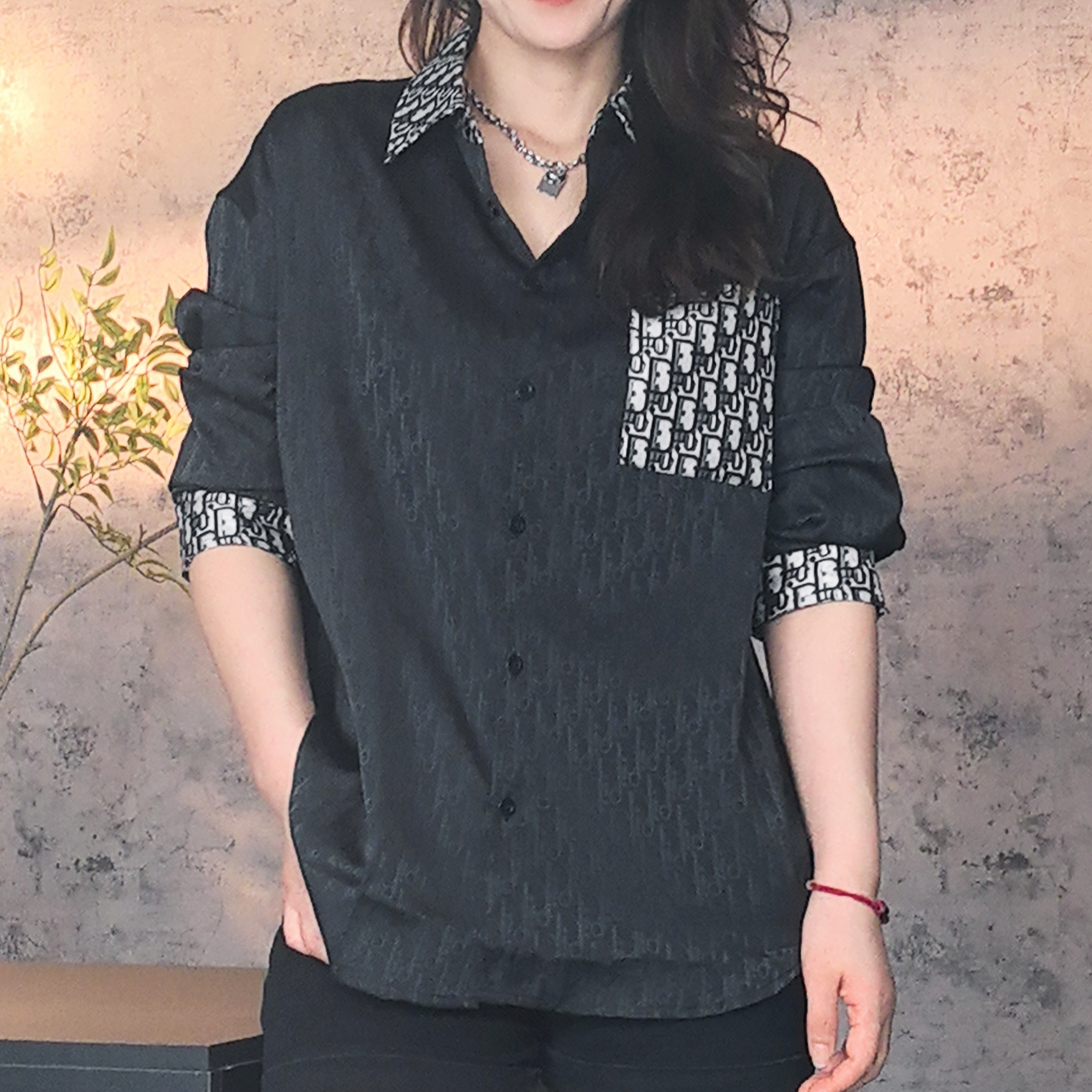 LJ【JY高奢】美式四季通用休闲百搭情侣款个性长袖翻领衬衫 S253100