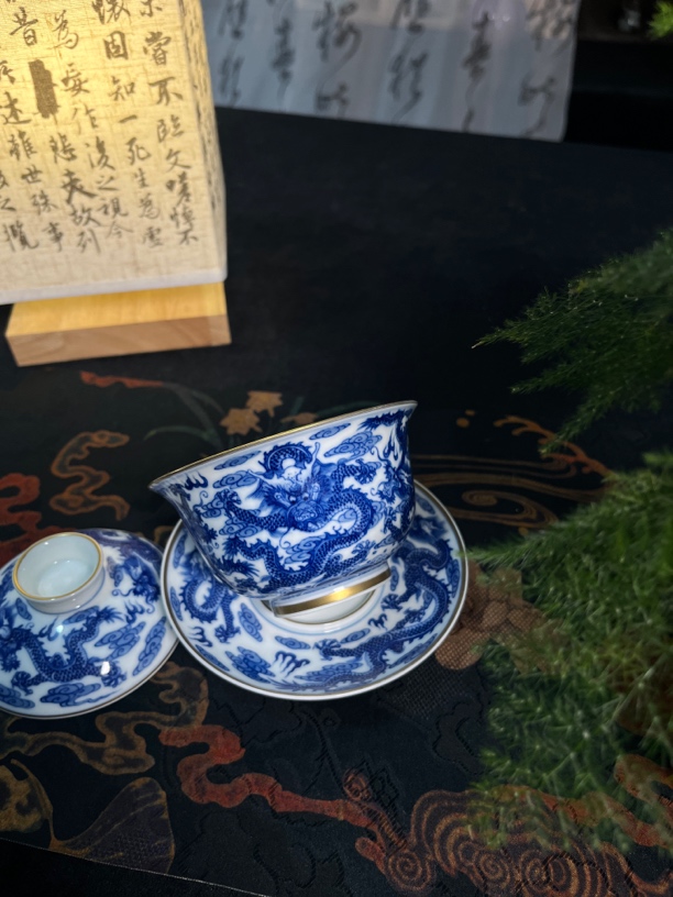 觅瓷山房 仿清九龙160容量三才盖碗