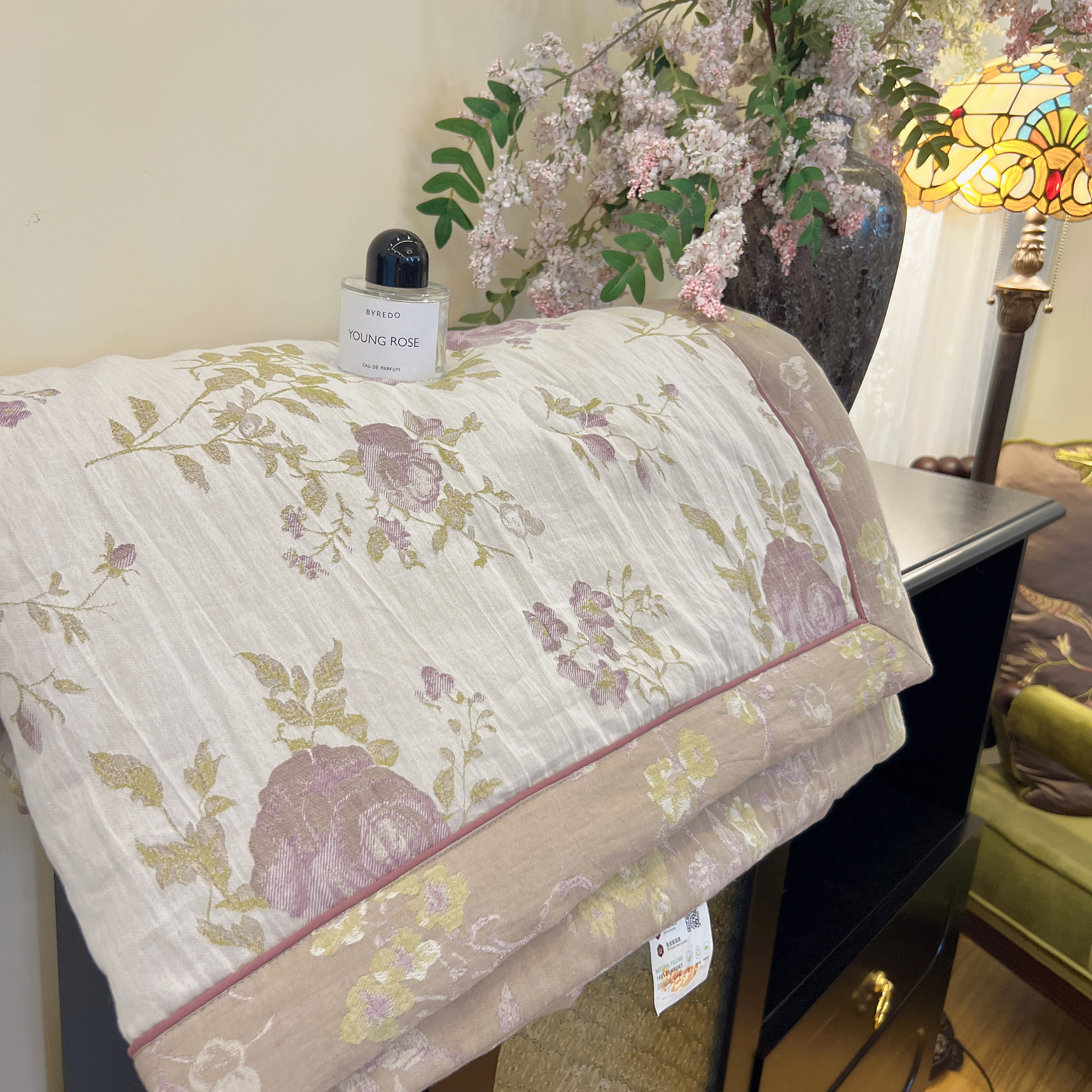 【雅趣】玫瑰故事夏被填充30%大豆 全棉精梳贡缎提花 夏被 四件套 