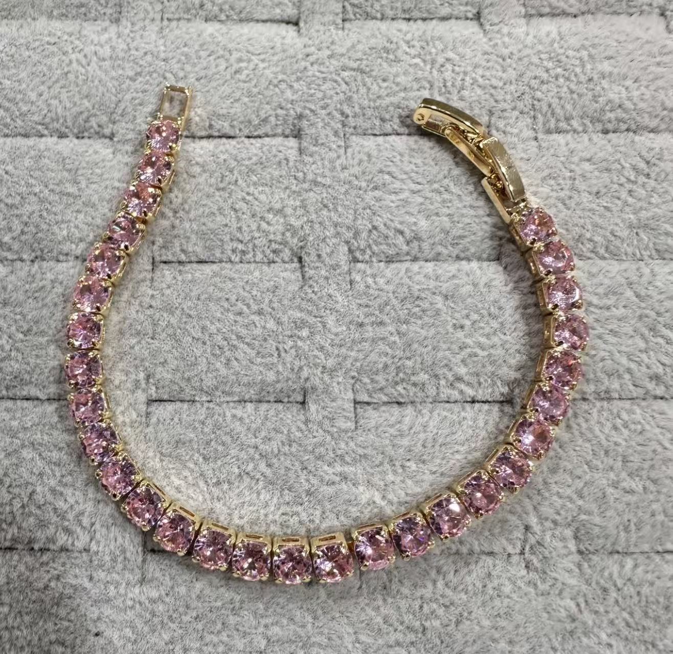 炫璨高奢 奢华高定经典女神气质粉色满钻手链