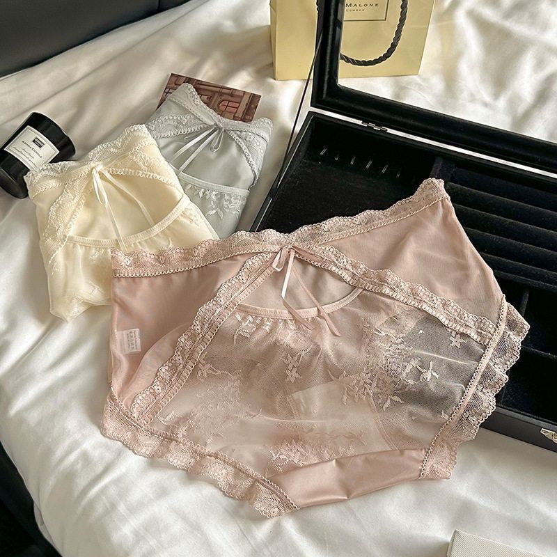 Da zhouer~甜美无痕花边内裤中腰包臀柔软舒适三角内裤