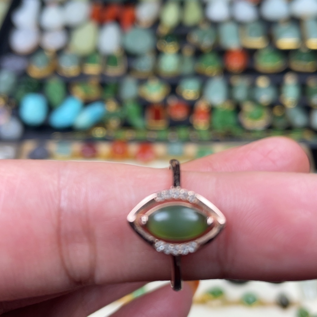 和田玉银S925镶嵌戒指