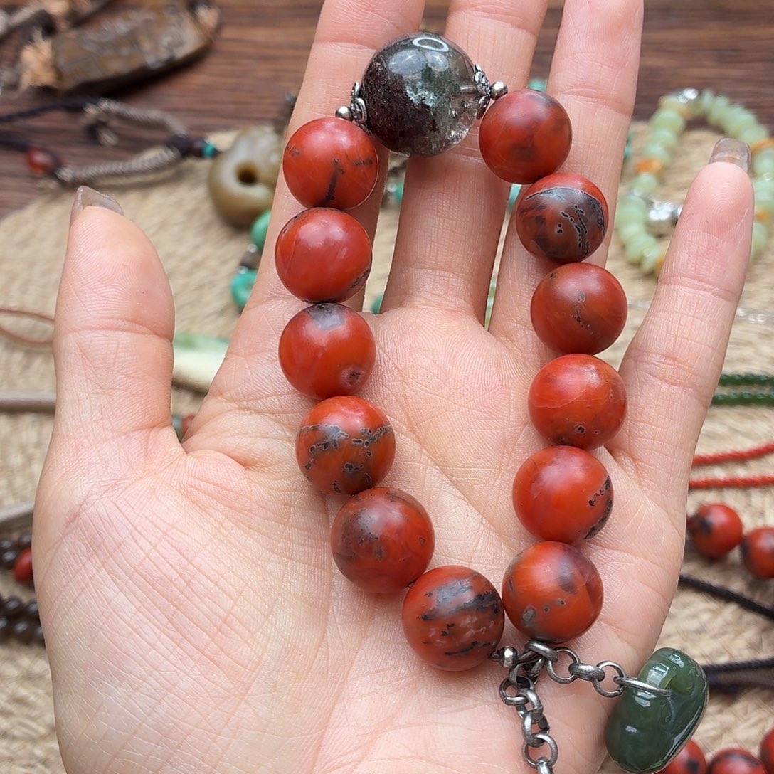 招***花南红玛瑙未镶嵌手链