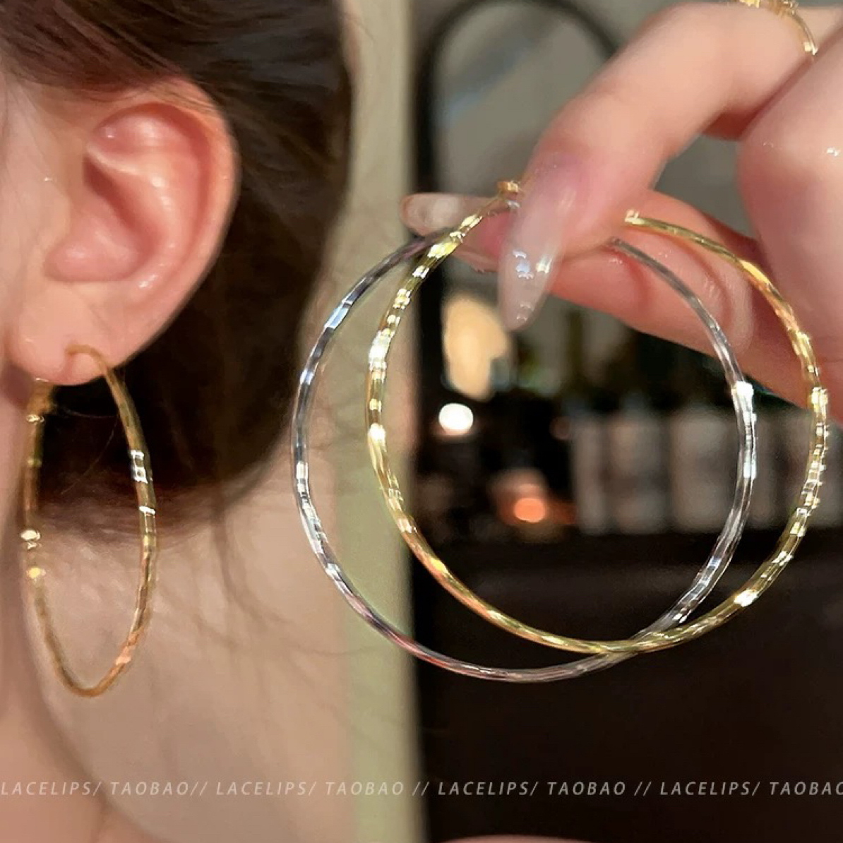 合金玻璃耳饰 双C耳环轻奢高级感耳钉耳坠耳饰（直播链接）