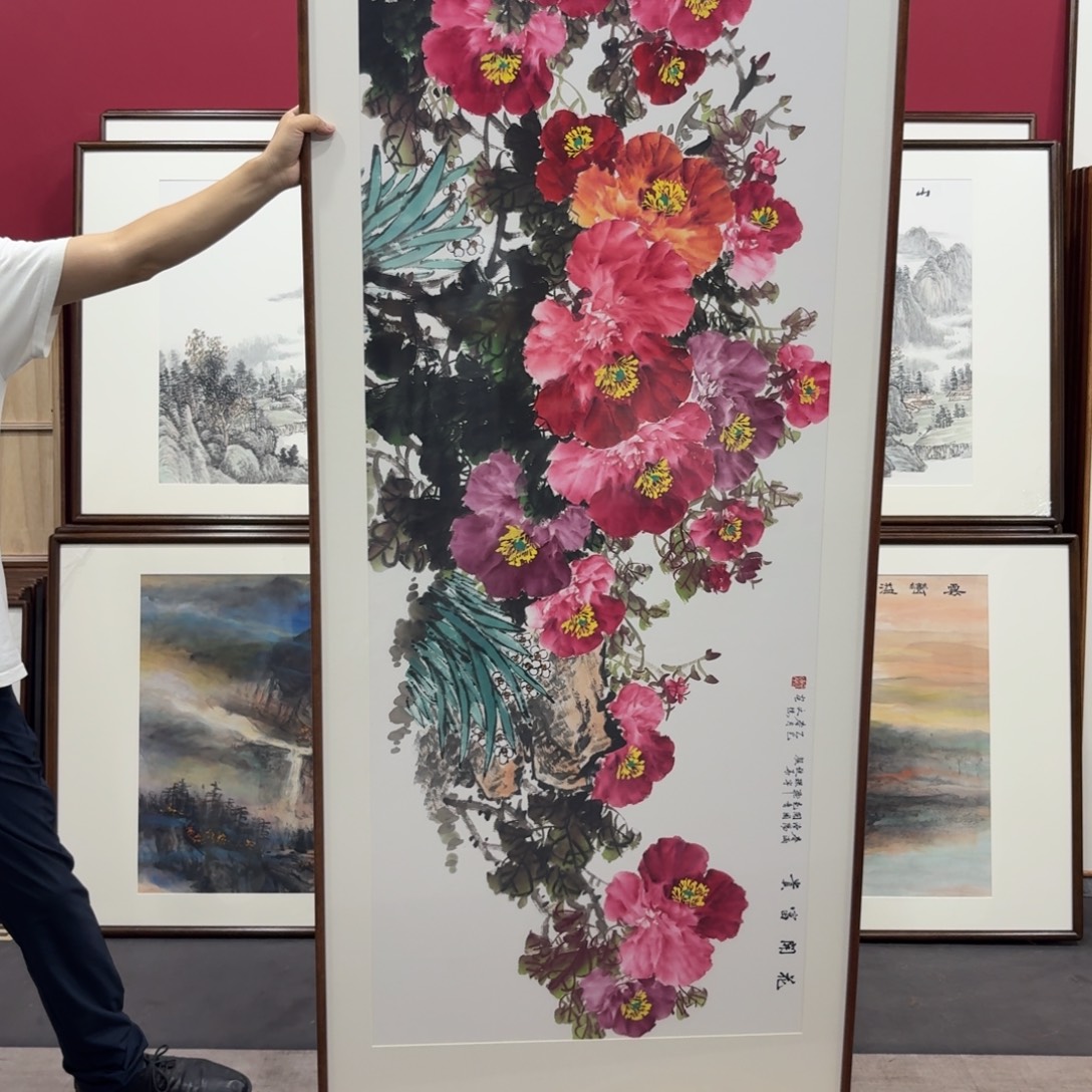 国画带框绘画210/80尺寸