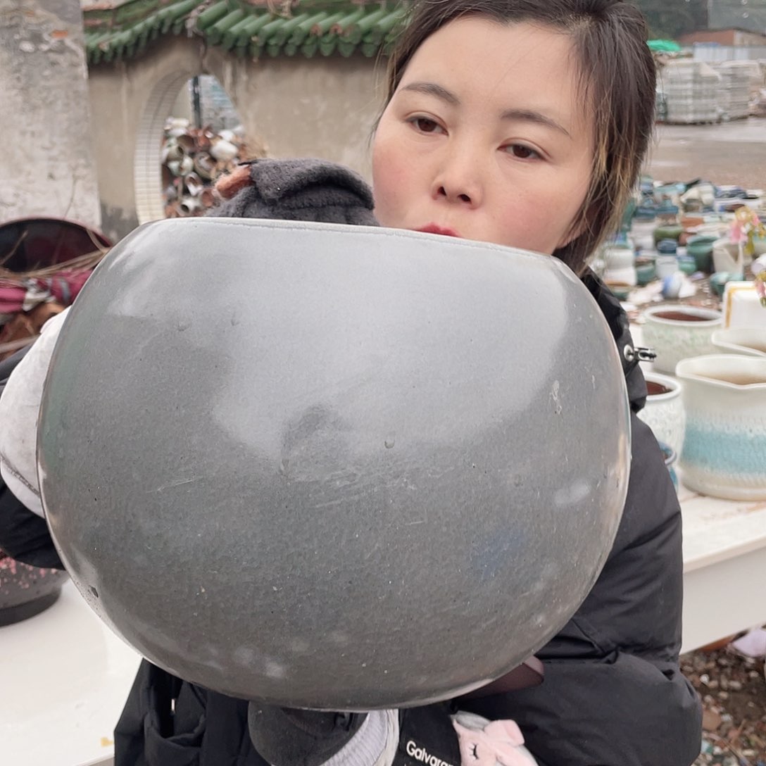 红陶王嫂花盆0215-袁大灰球