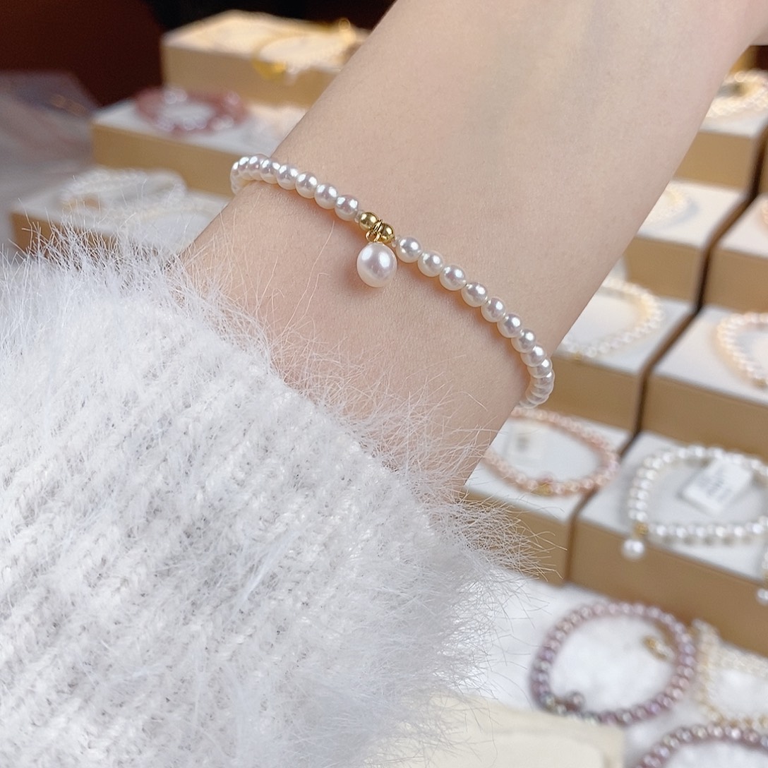 银S925镶嵌淡水珍珠手链