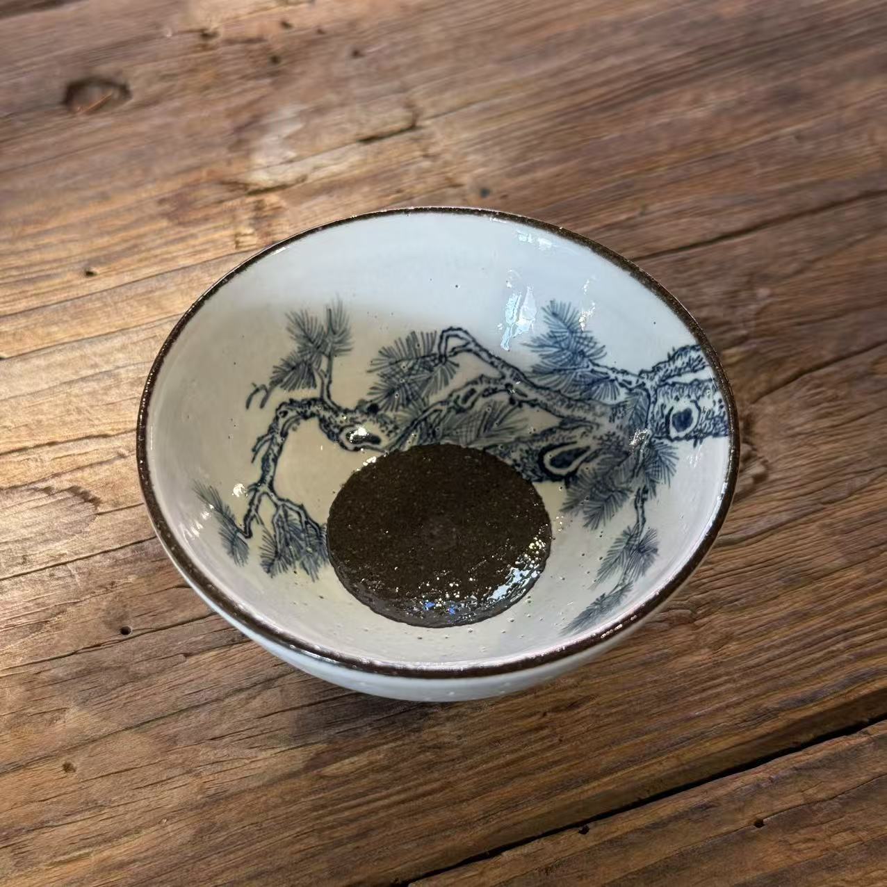 【老黑】粉引青花茶杯（山002）