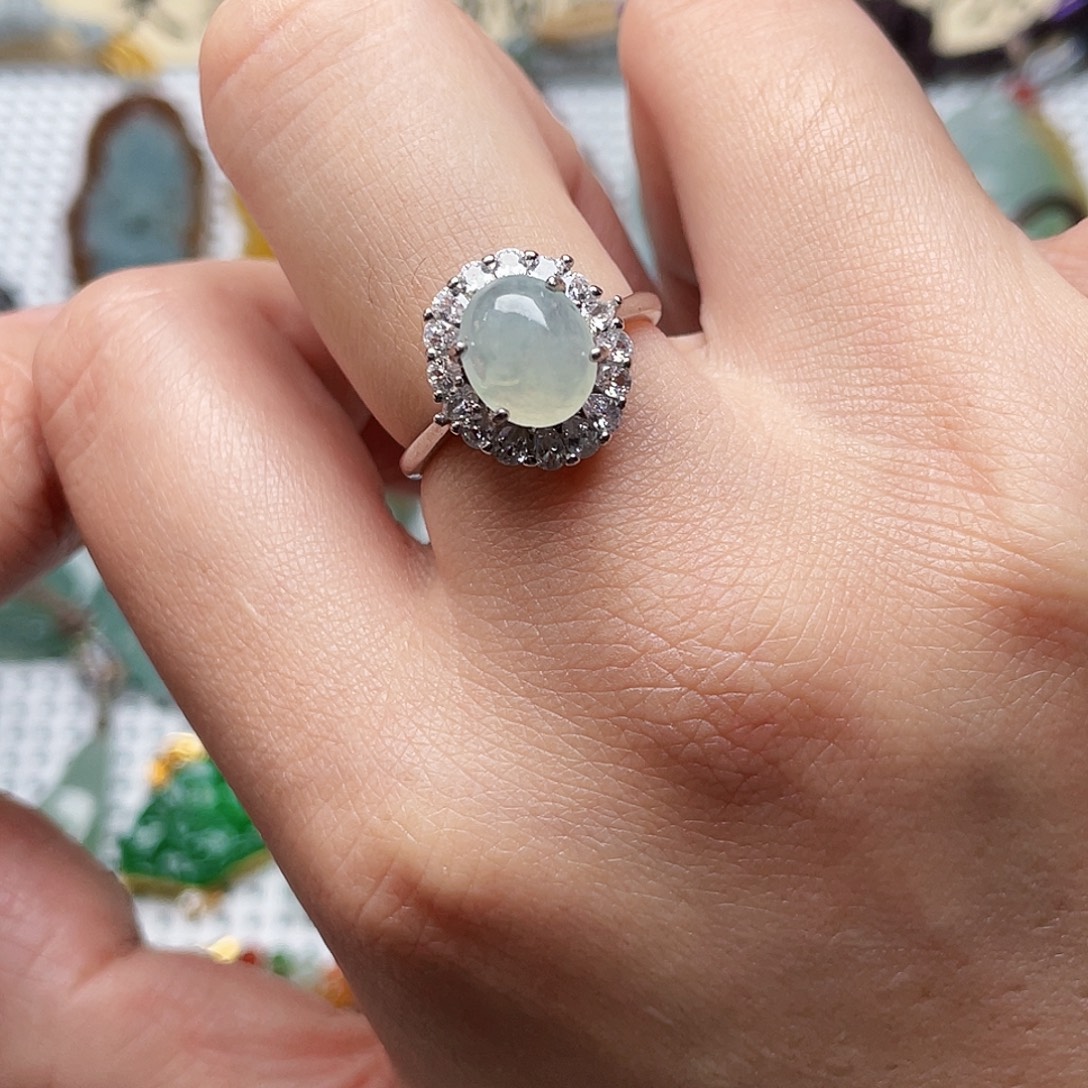 银S925镶嵌戒指翡翠戒指