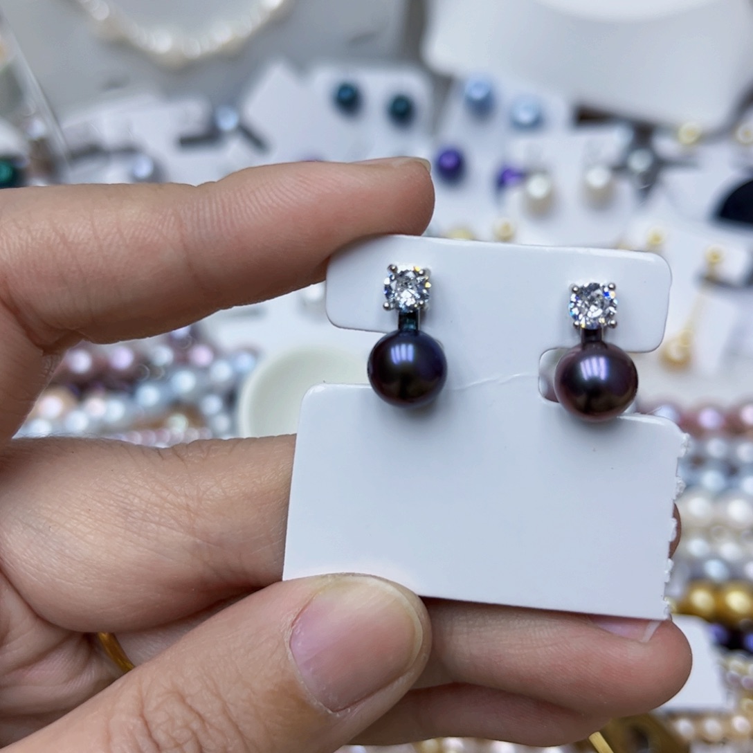 淡水珍珠耳饰银S925镶嵌