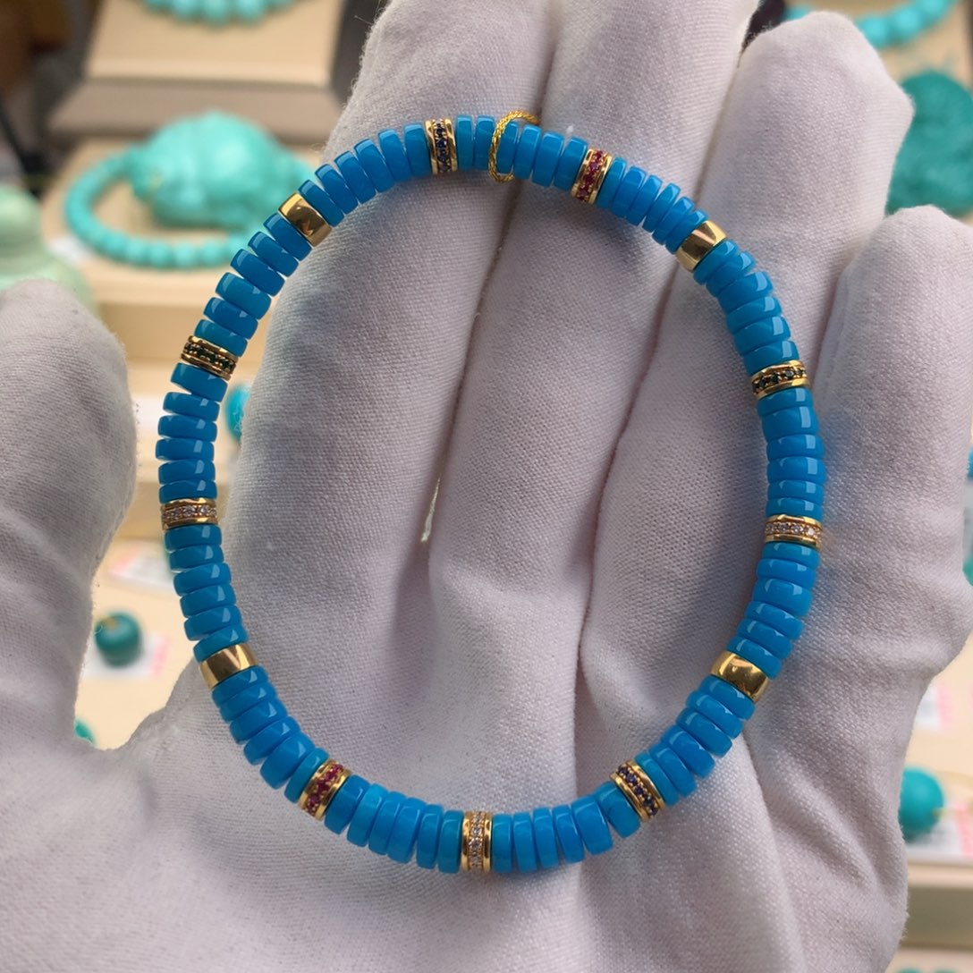 绿松石珠宝奇石18K金镶嵌