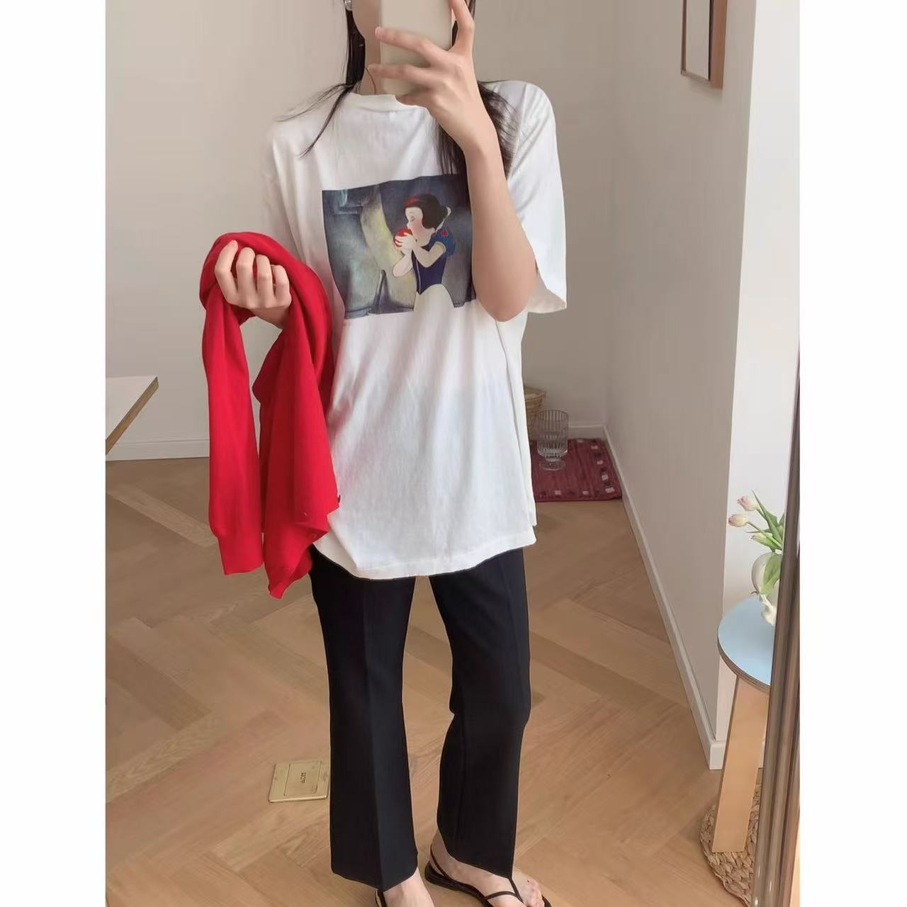 （合辑链接）W001-100夏季个性白雪公主印花宽松百搭短袖T恤女款