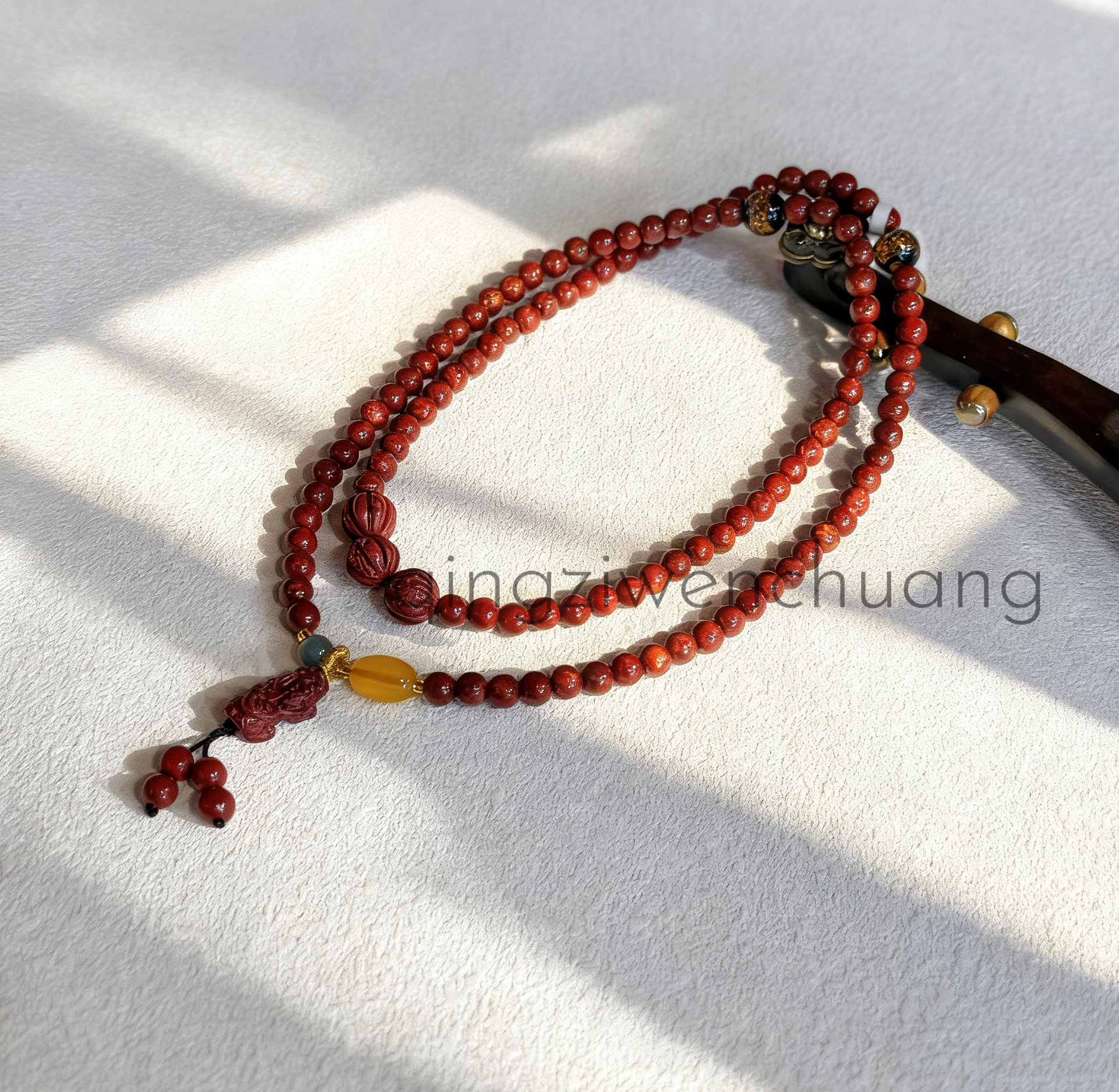 含辰砂工艺品DZ 1108-0.6朱砂毛衣链带貔貅高级朱砂（无礼盒）