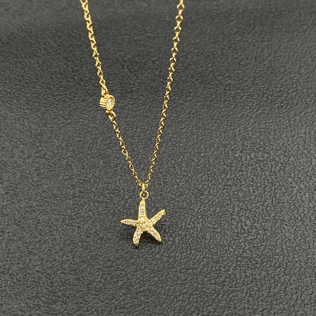 钛钢铅玻璃项链 新款可爱海星项链 精致百搭海洋款项链 钛钢满钻