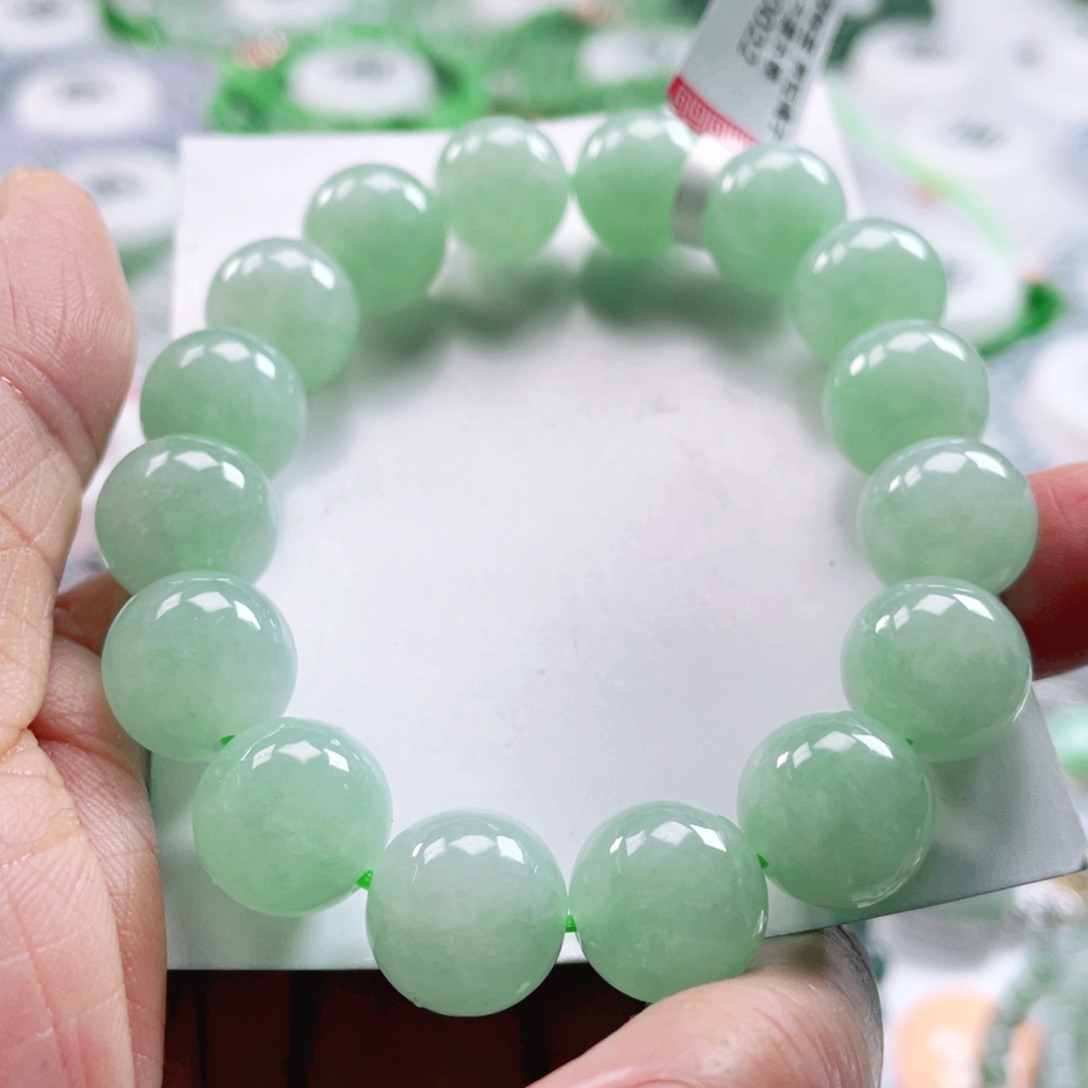 翡翠未镶嵌项链天然翡翠手链12.8mm