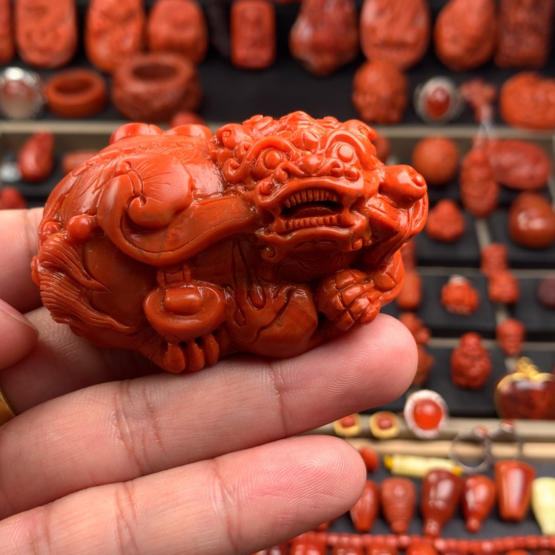南红玛瑙貔貅手把未镶嵌