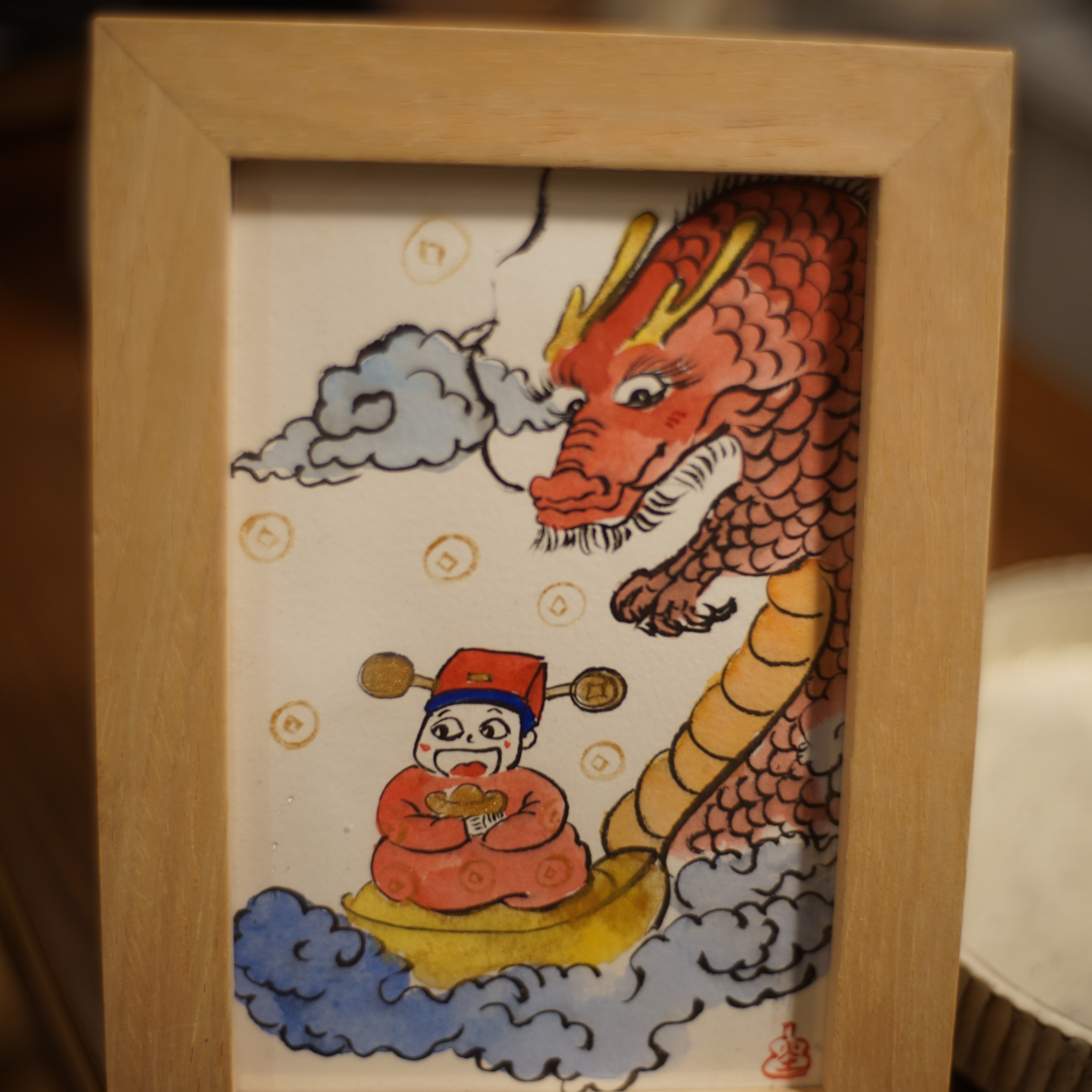 手绘小财神 软装 茶宠