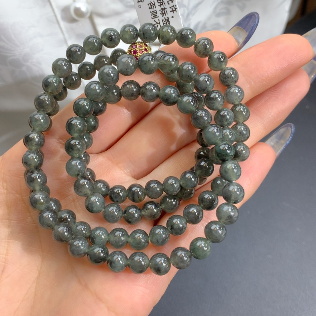 翡翠手链未镶嵌冰胶乌鸡项链卡6.5m m