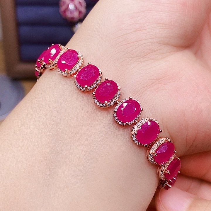 红宝石手链银S925镶嵌