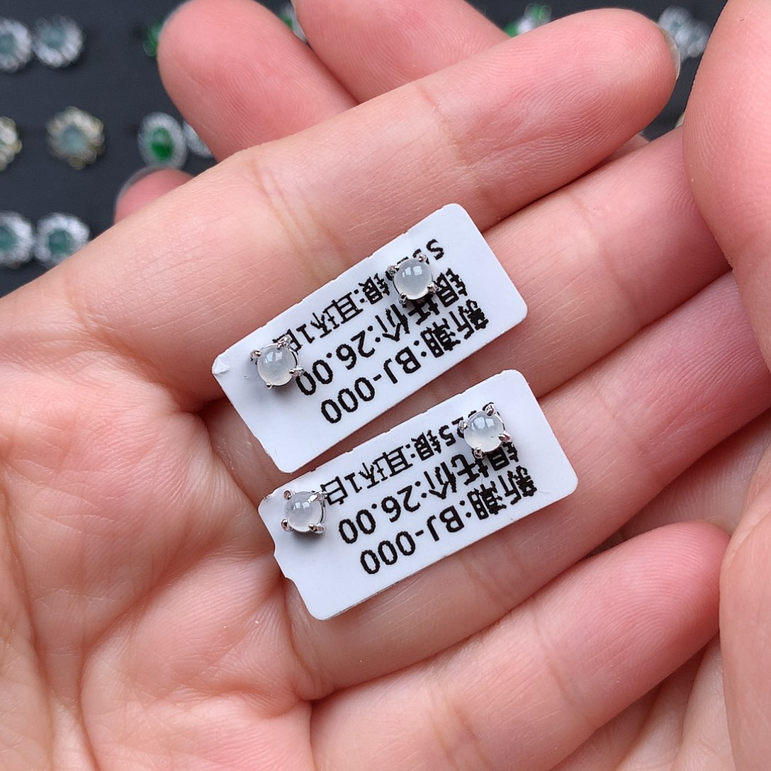 b***.翡翠银S925镶嵌耳饰