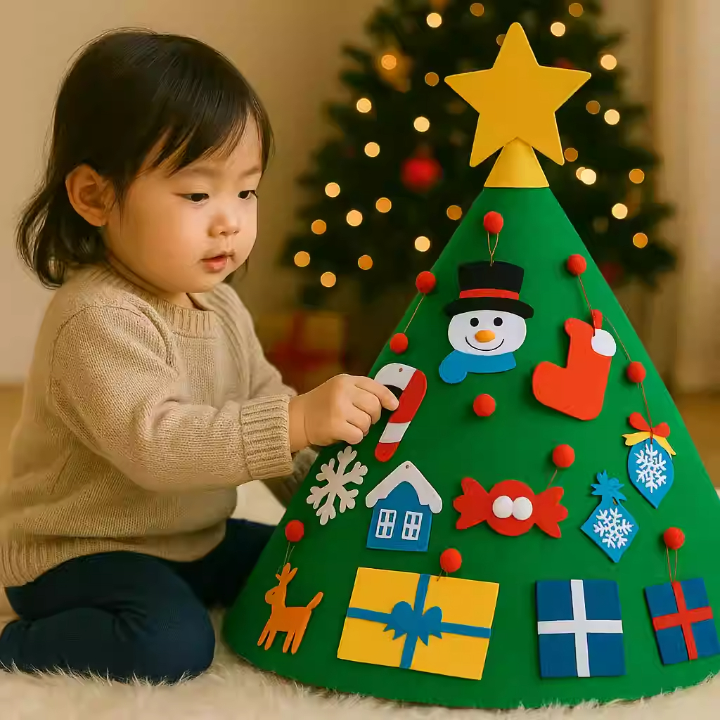 儿童圣诞节装饰品手工礼物毛毡圣诞树儿童手工科学益智玩具