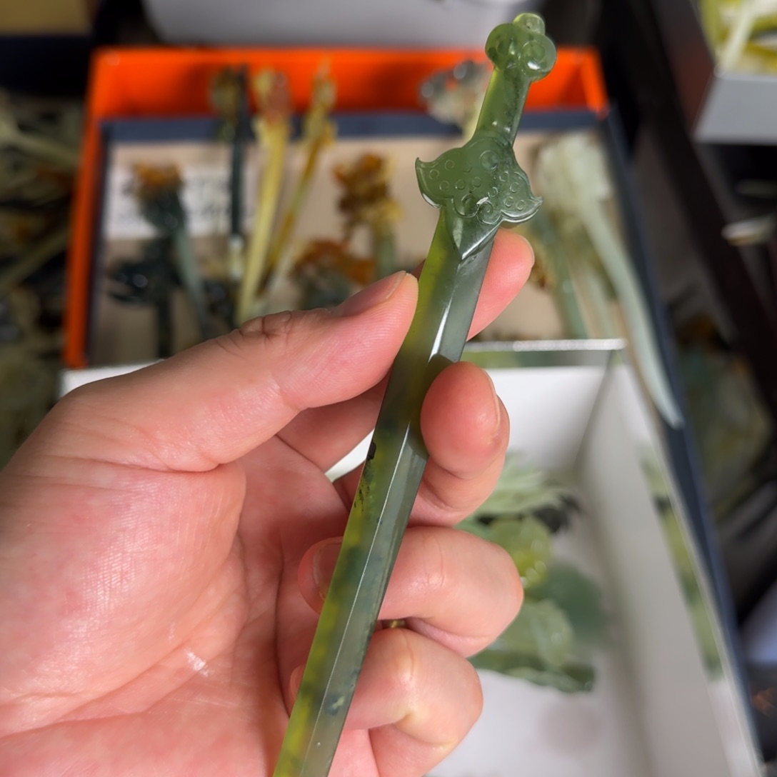 岫玉发饰未镶嵌明君玉簪就是好看