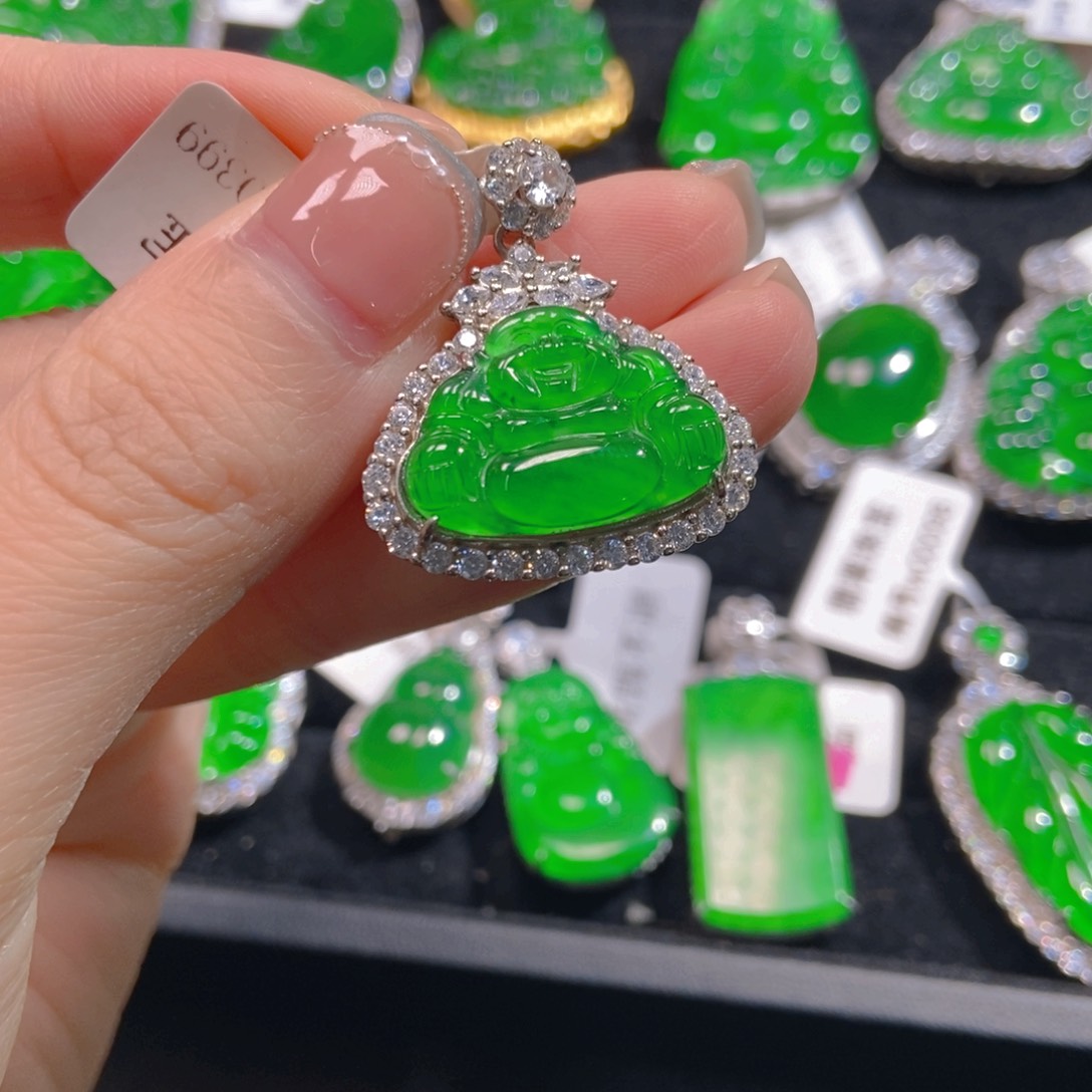 翡翠吊坠(不含链)银S925镶嵌