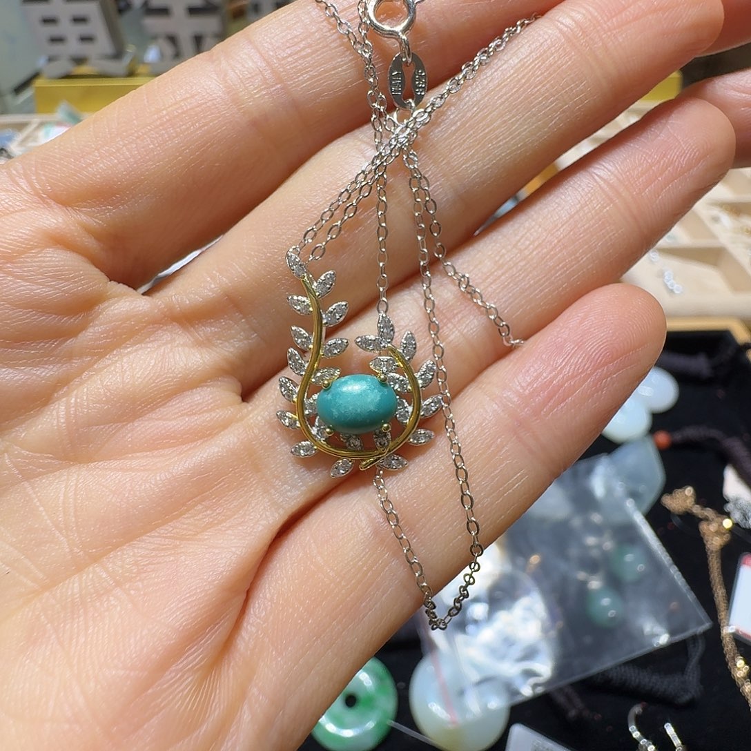 绿松石银S925镶嵌套链