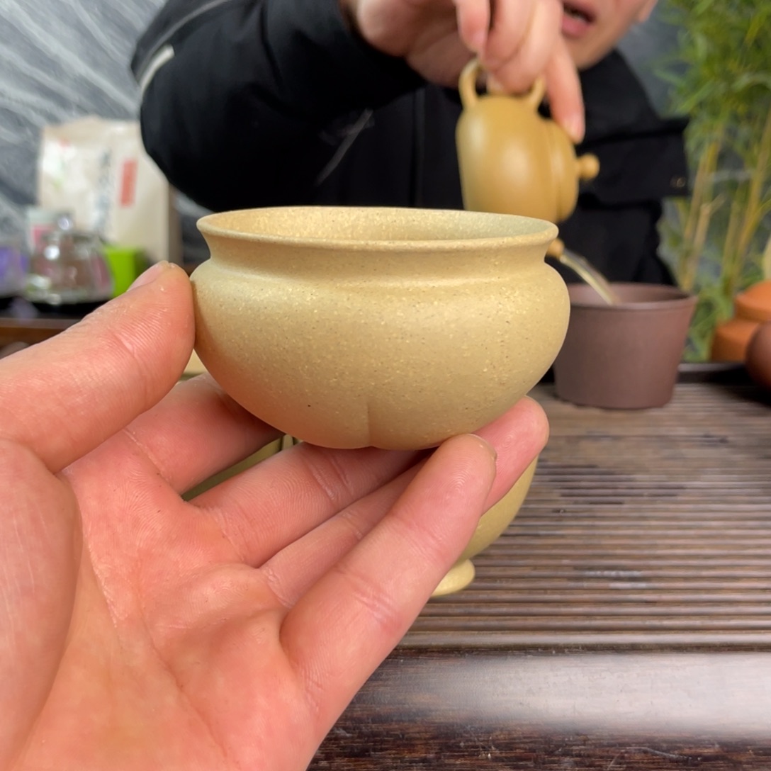 紫砂茶壶半手黄金段筋纹杯