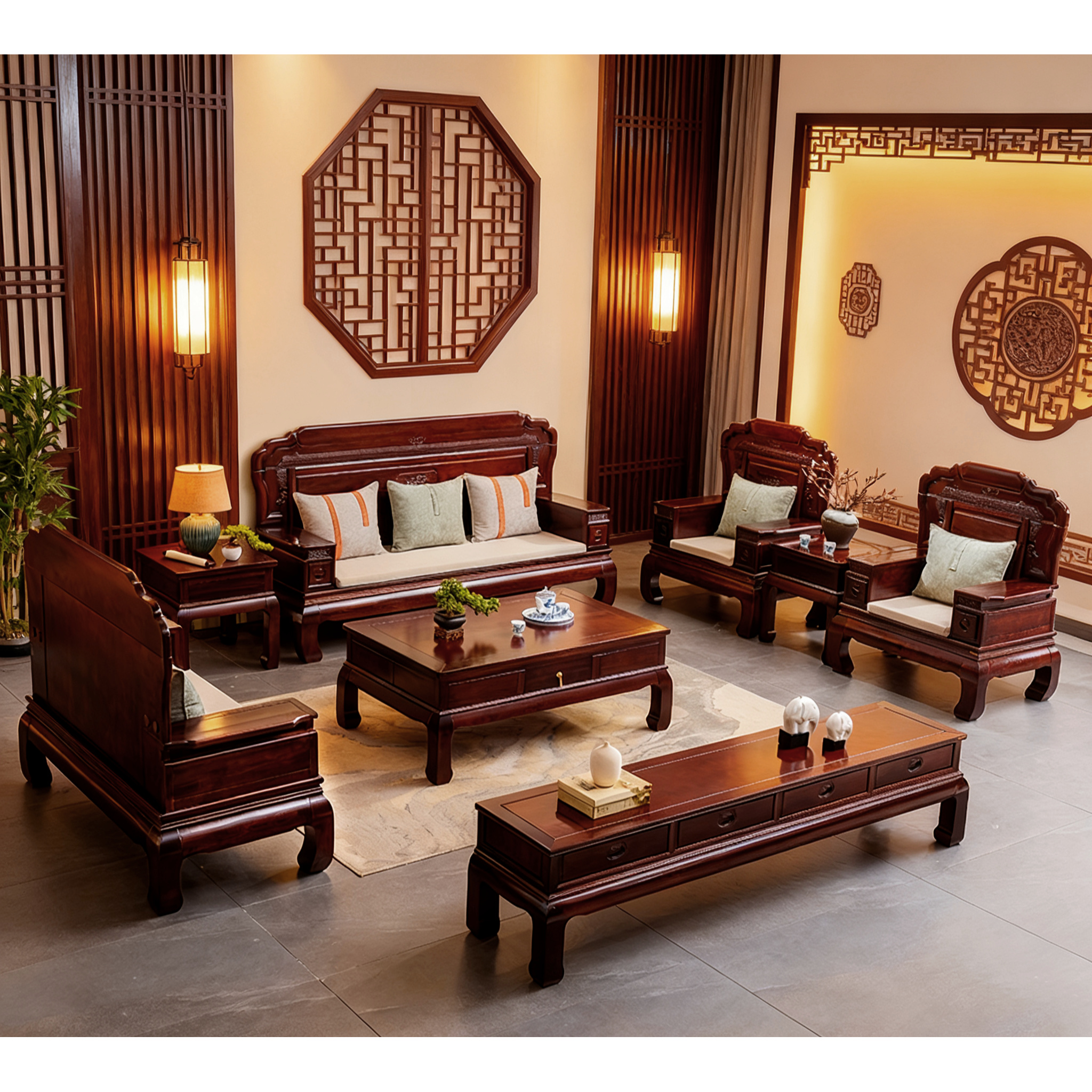 老板专属链接乌金木沙发客厅别墅家用复古雕花