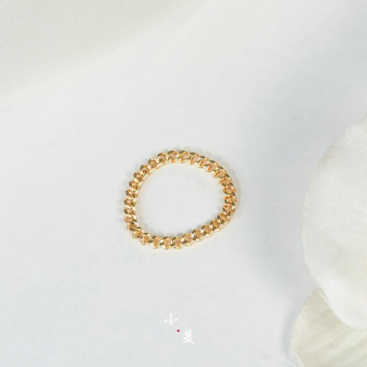 18K金古巴链条戒指配件 G3160