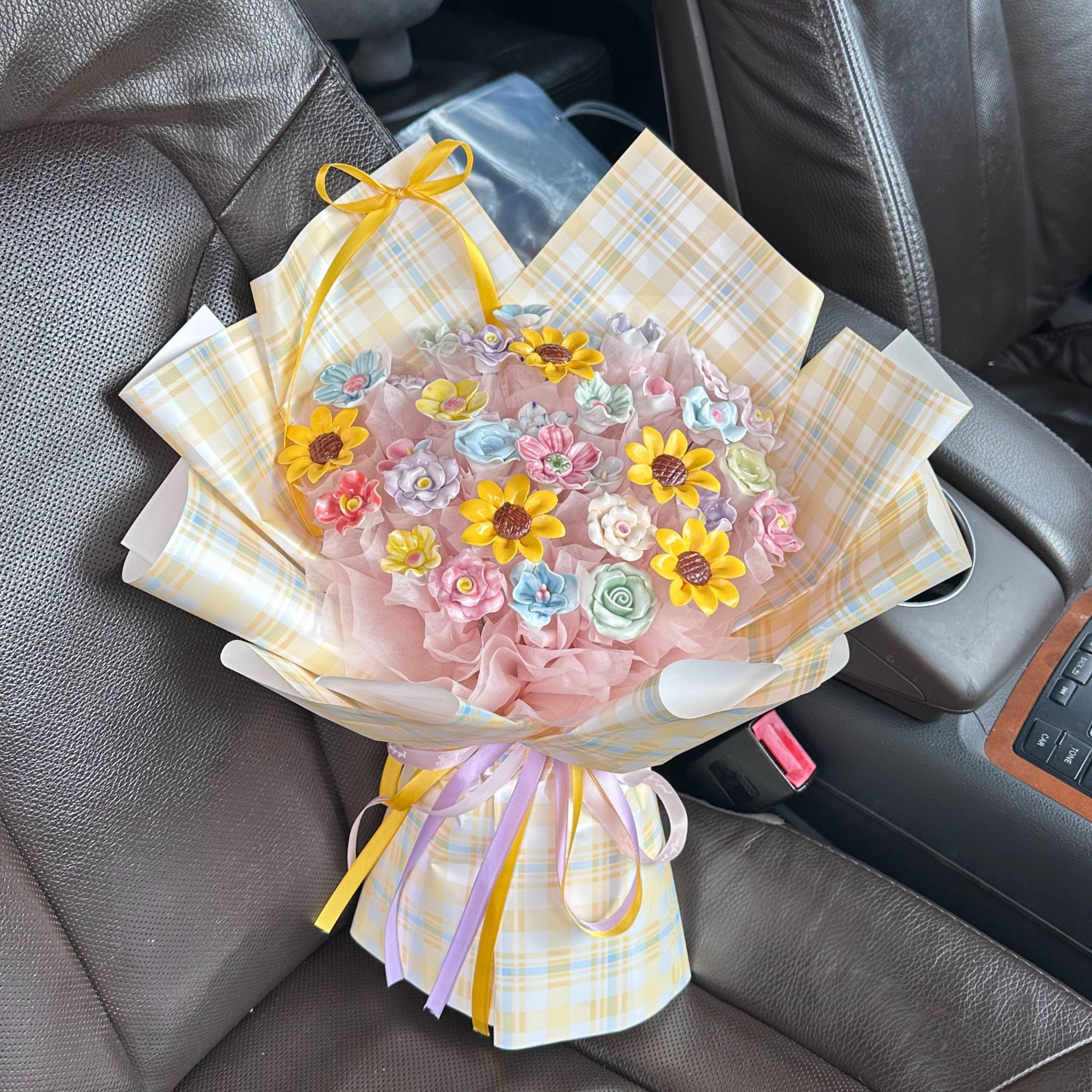 小清新陶瓷仿真花束成品创意手捏花生日礼物送女友闺蜜