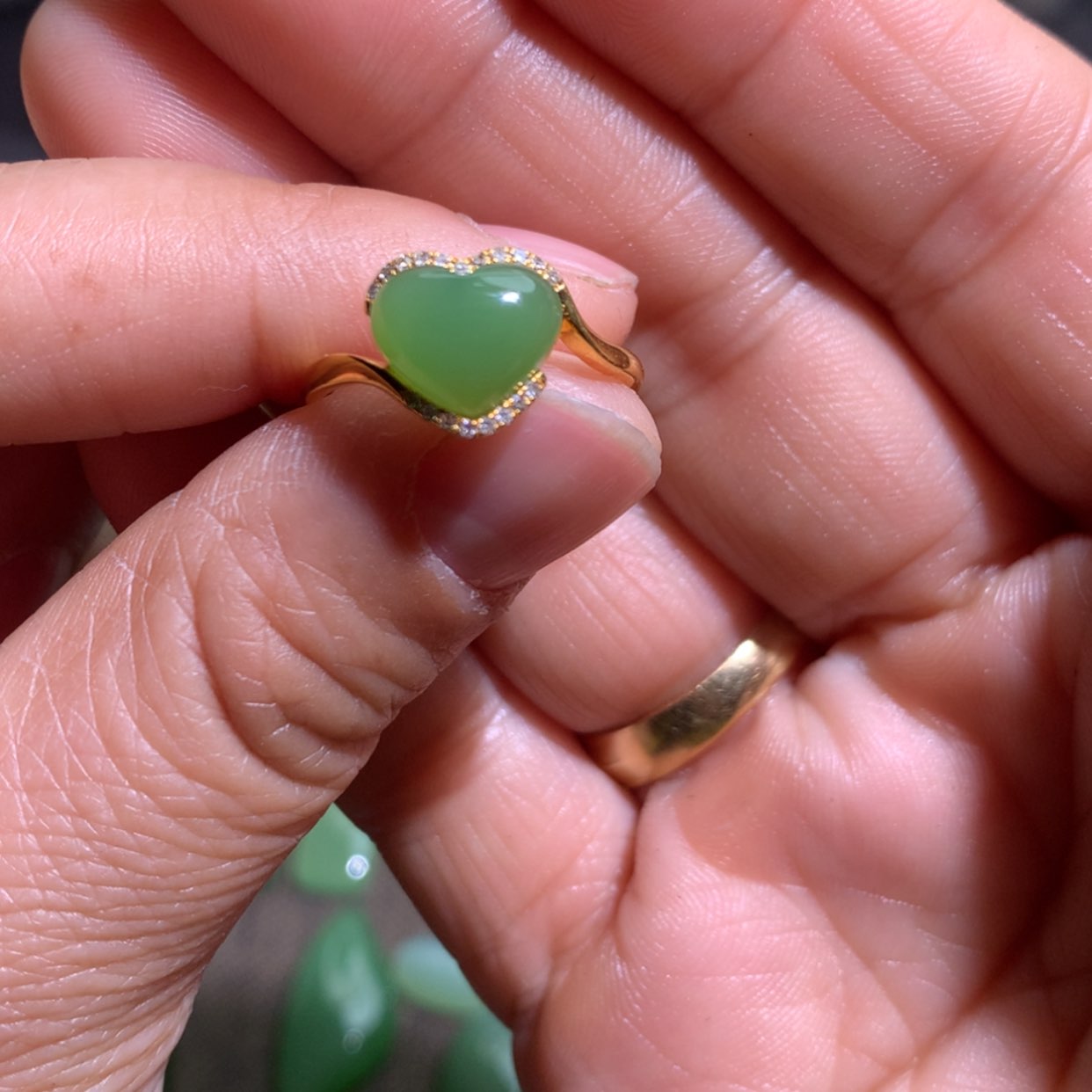 【闪购商品】和田玉珠宝半成品18K金镶嵌