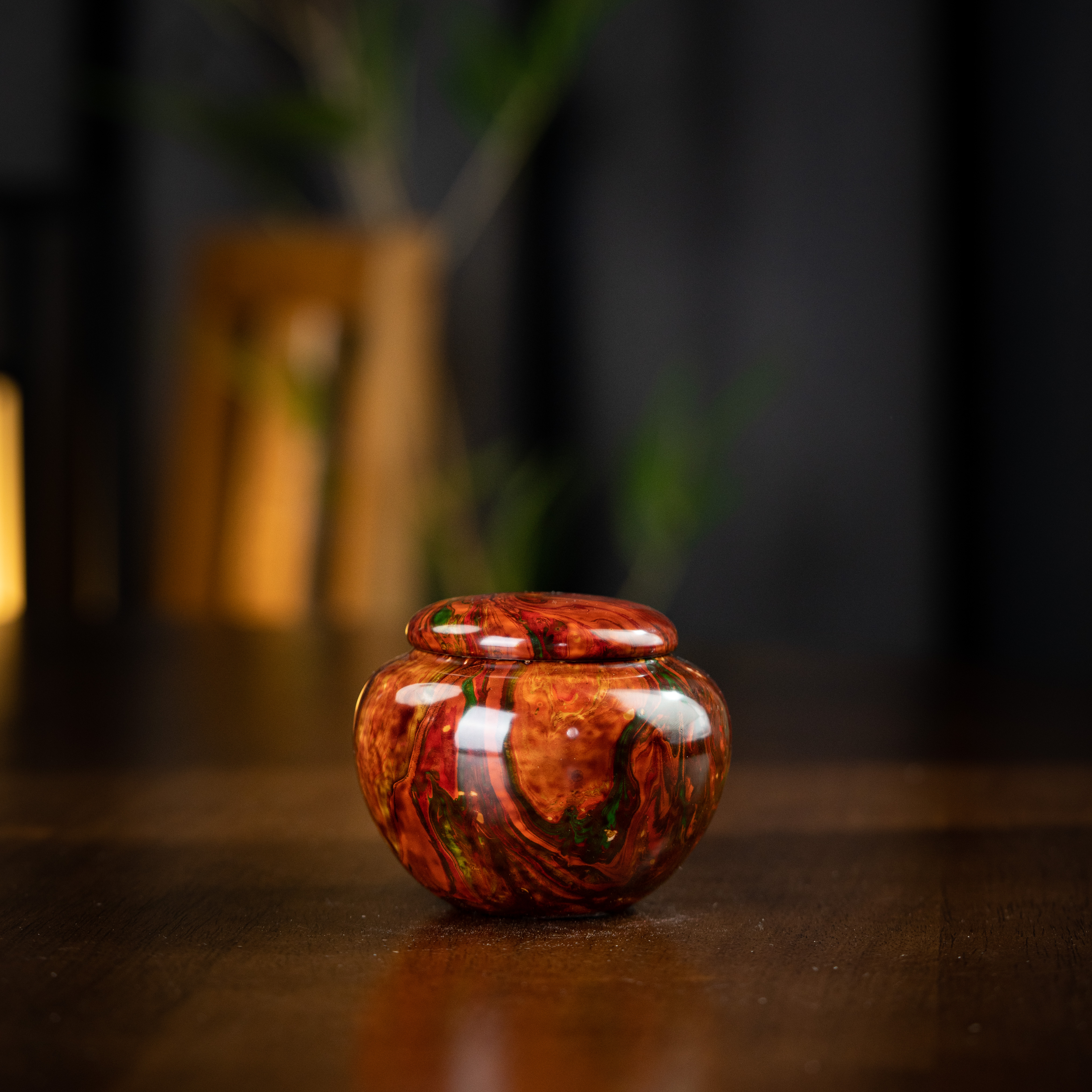 大漆 茶仓 高7.5cm家用茶周边