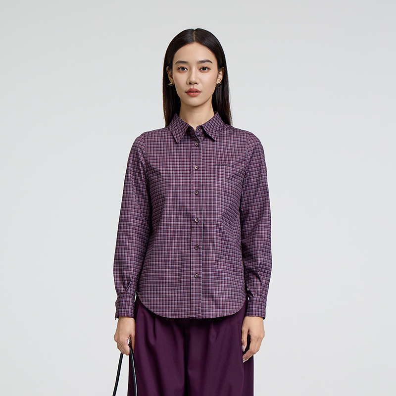 2025冬季休闲时尚衬衫格纹女款长袖衬衣休闲时尚百搭复古OB651