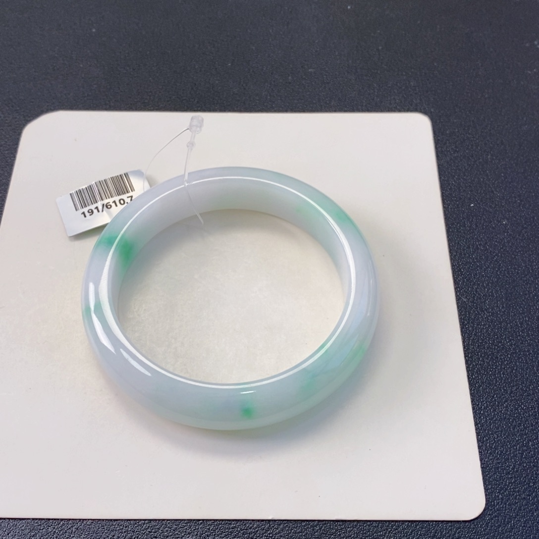 未镶嵌手镯翡翠57圈白底青7号