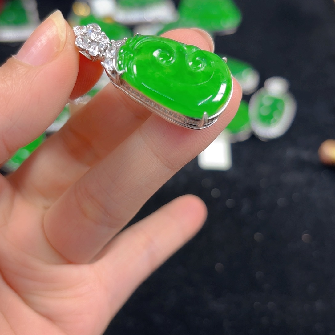 翡翠银S925镶嵌吊坠(不含链)