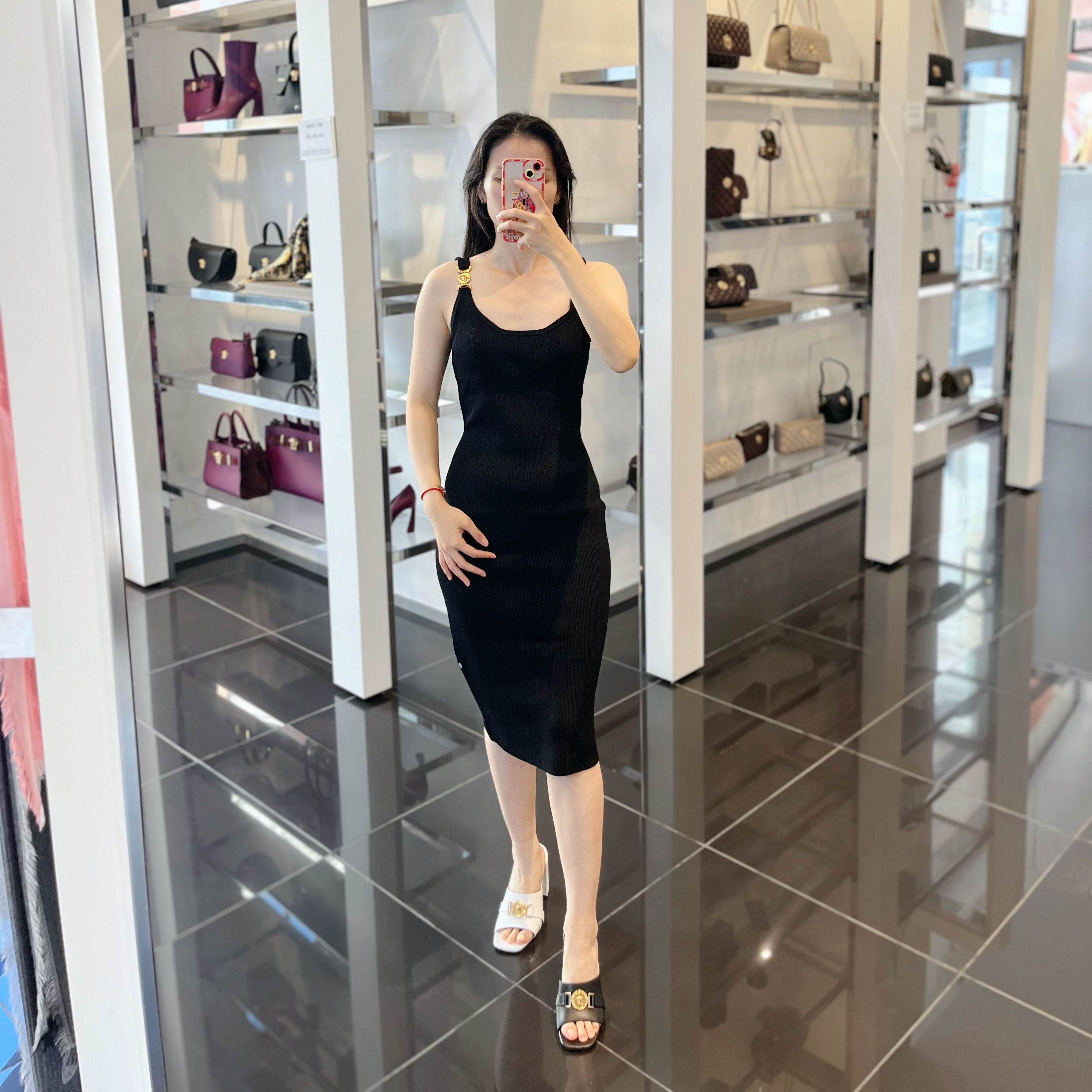 未使用 VERSACE/范思哲 女士美杜莎吊带针织背心裙气质连衣裙打底