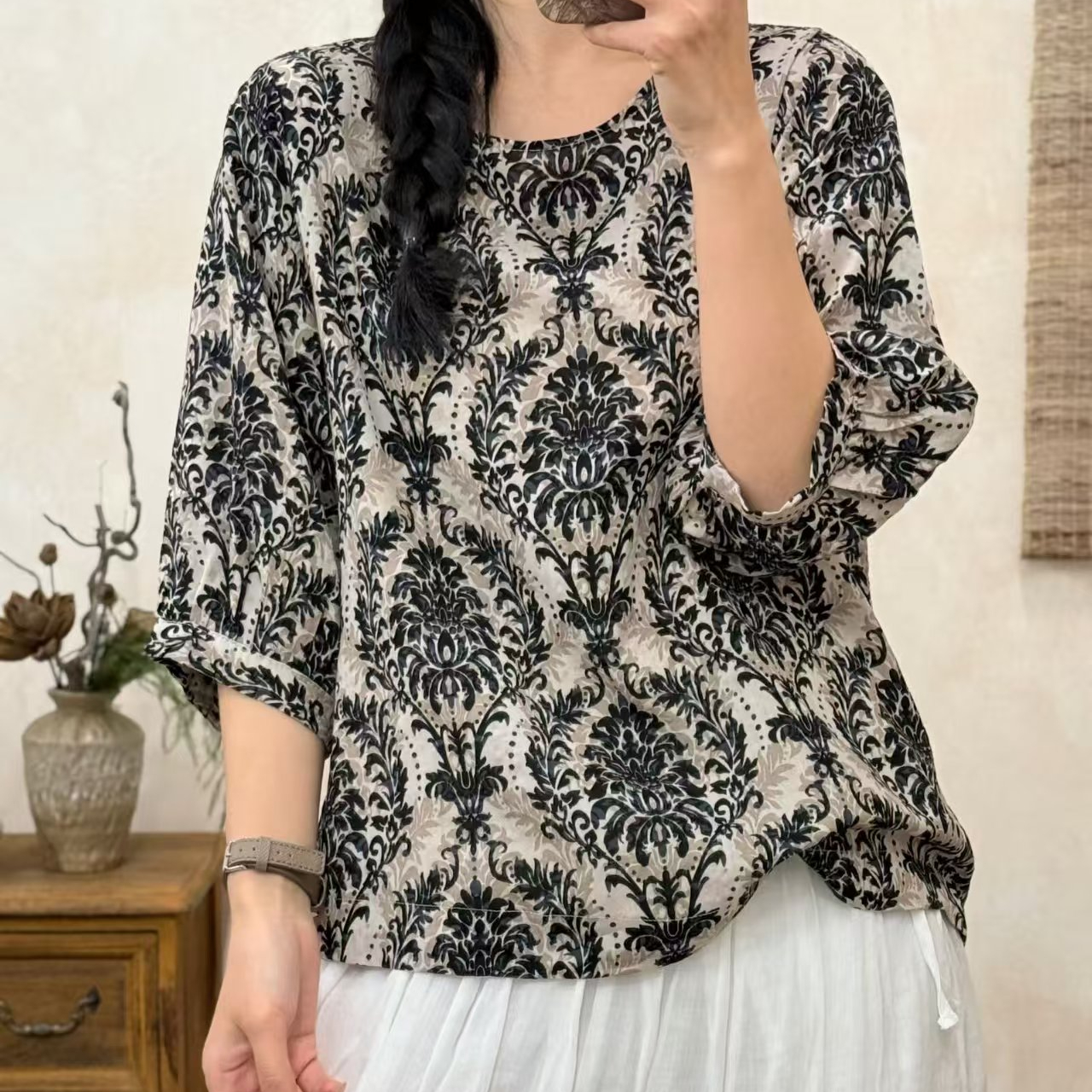 8676新款夏季时尚气质减龄显瘦T恤小衫QZ