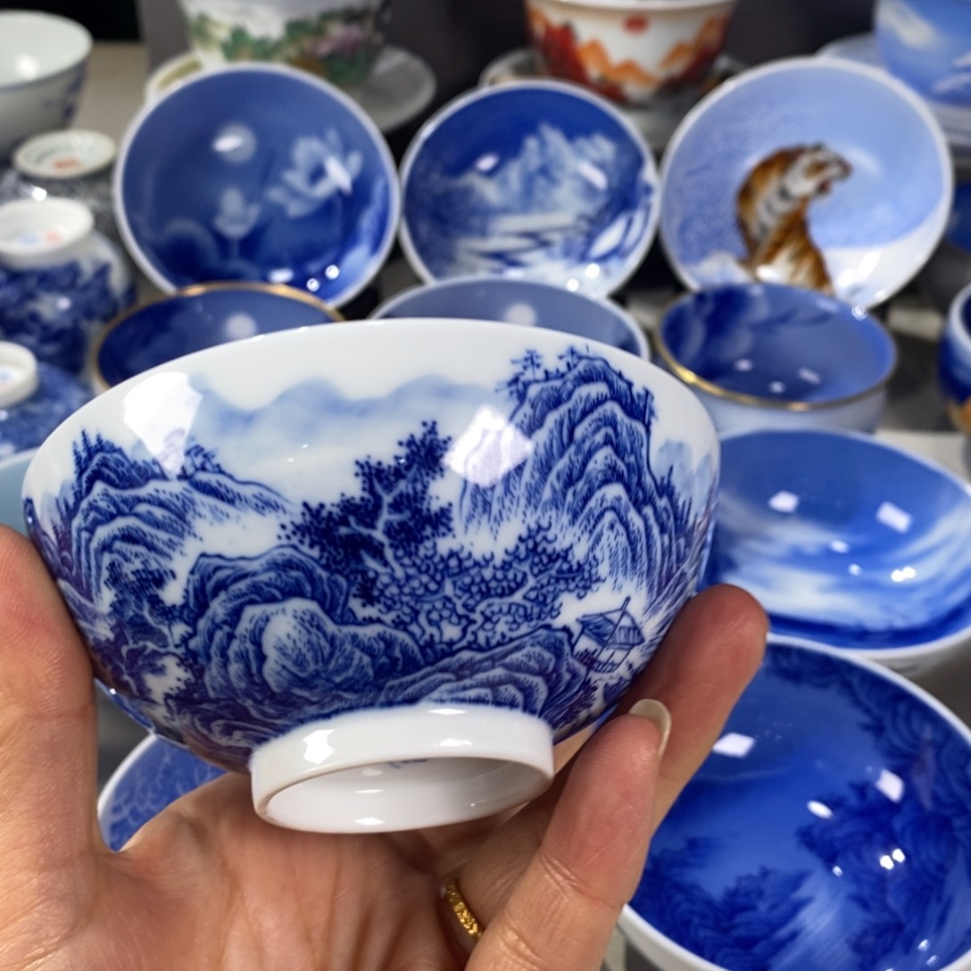 雨***晴青花山水主杯杯杯