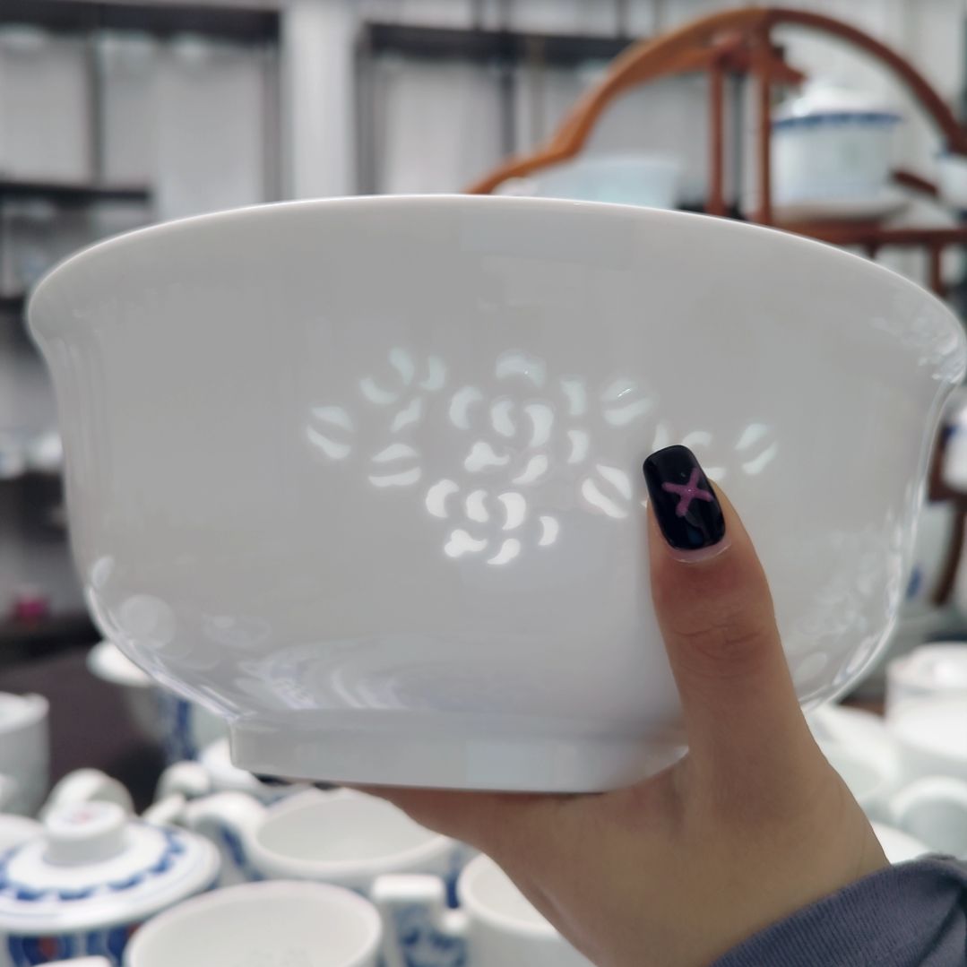 陶瓷玉牡丹8.5寸汤碗一个