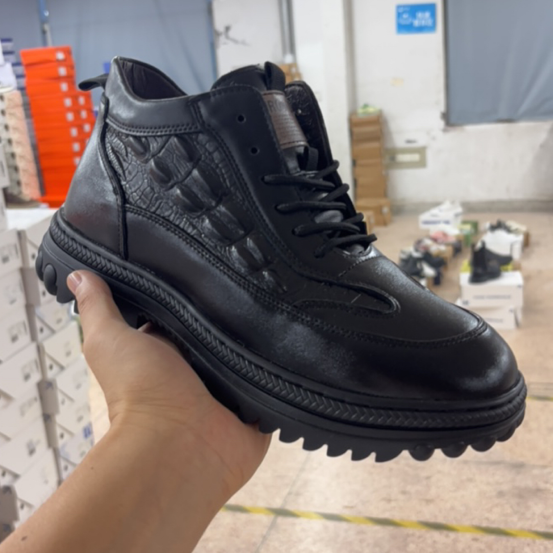 【5851】高帮棉鞋鳄鱼纹休闲棉鞋运动休闲鞋平跟休闲纯色冬季