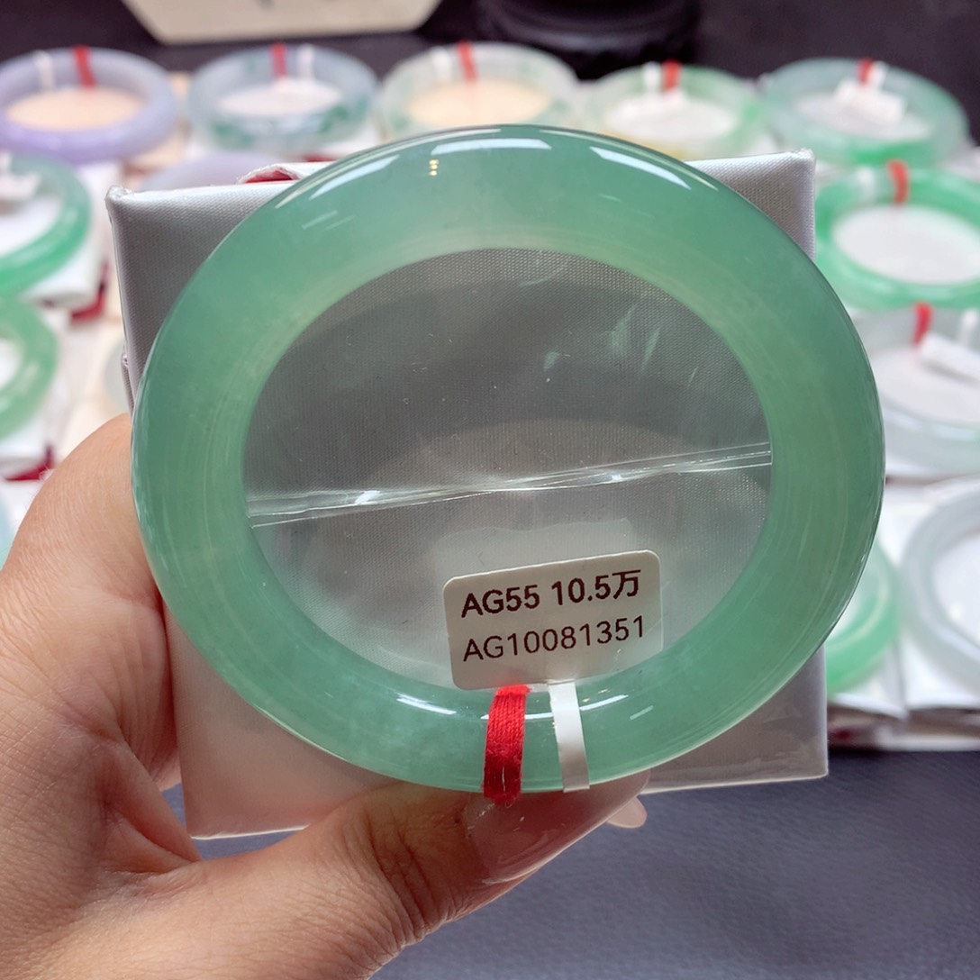 翡翠手镯未镶嵌圆条55.6（18号）大高货矿点漏