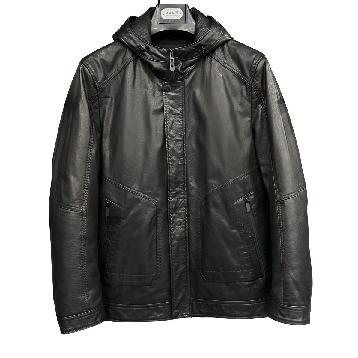 男士真皮头成小牛皮油蜡鹅绒服，内胆可脱卸，一衣三穿，福利款